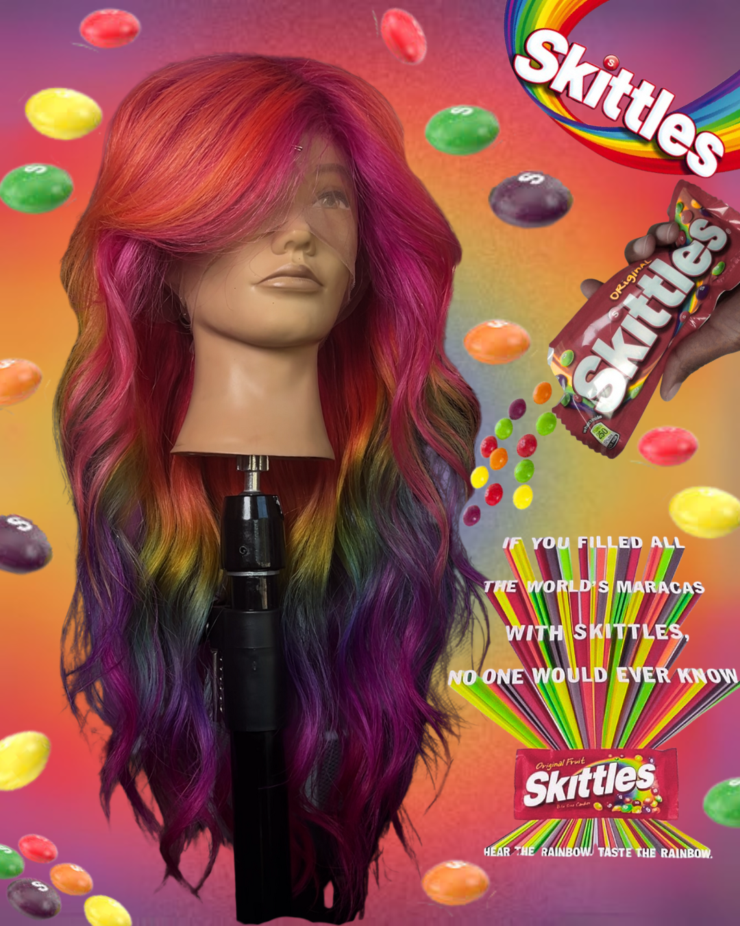 LOOKSBYLOGX 24 Inch Handpainted Rainbow Wig